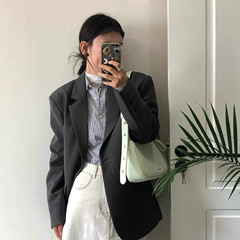 灰色感小西装女2025春秋季新款炸街设计感宽松休闲气质西服外套