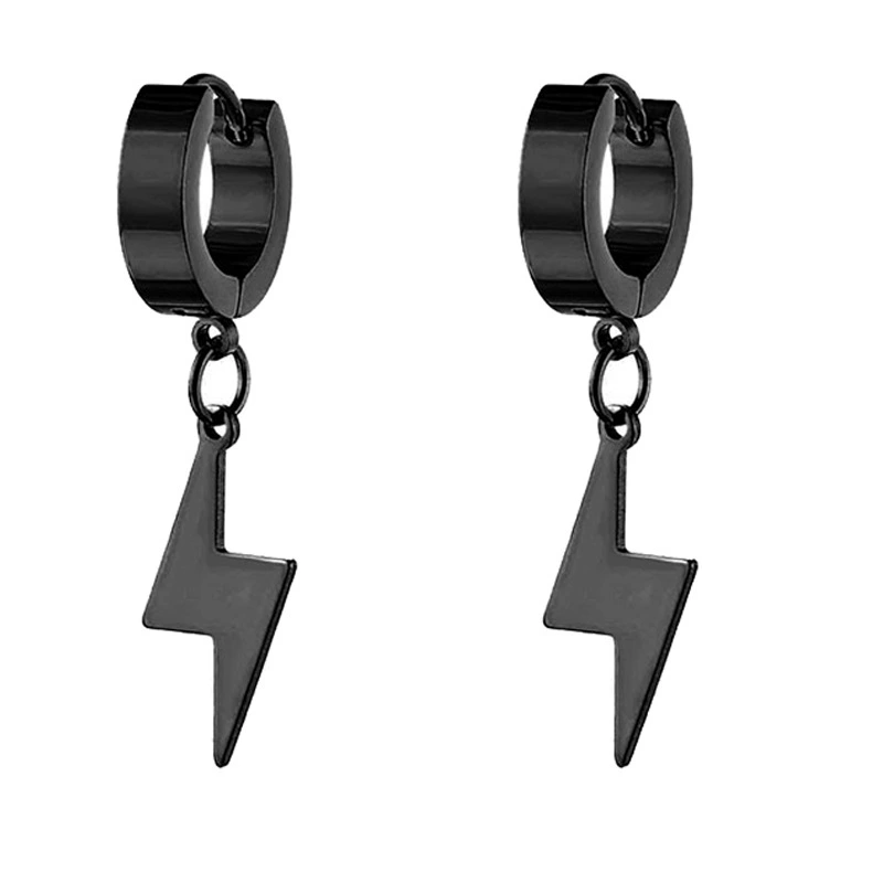 Чёрные серёжки из нержавеющей стали, цепь, подвеска, Aliexpress