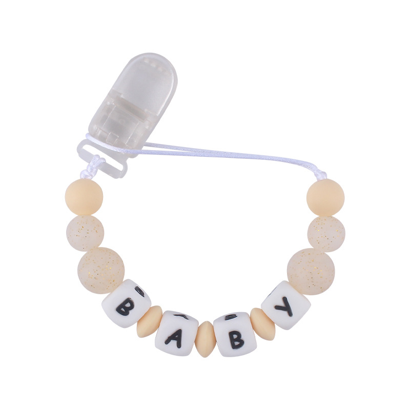Bebé suministros Hemu chupete clip creativo bebé DIY Nombre de silicona mordedura pegamento molar chupete cadena