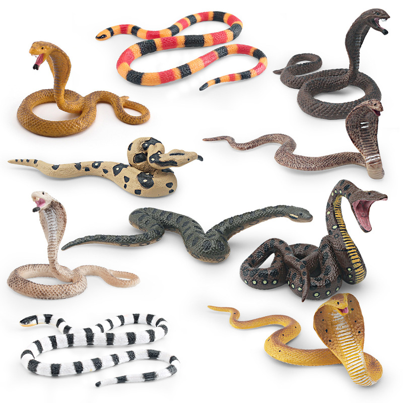 Simulation Snake Solid Cobra Python Coral Snake Wild Animal Model Decoration Ornament Children's Cognitive Toy