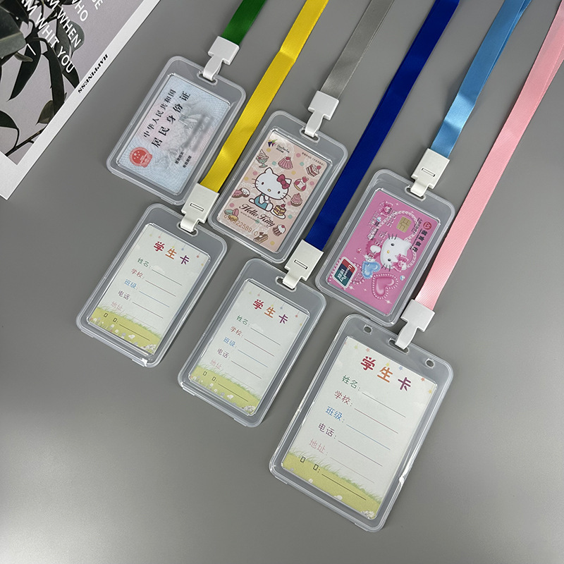 Plástico duro transparente grande de dibujos animados de identificación titular de la tarjeta estudiante de gran capacidad impermeable empleado insignia patrón al por mayor tarjeta