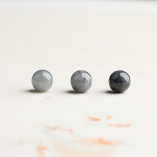 Natural Burma A Jade Round Beads High Waxy Ice Black Black Beads DIY Necklace Bracelet Accessories