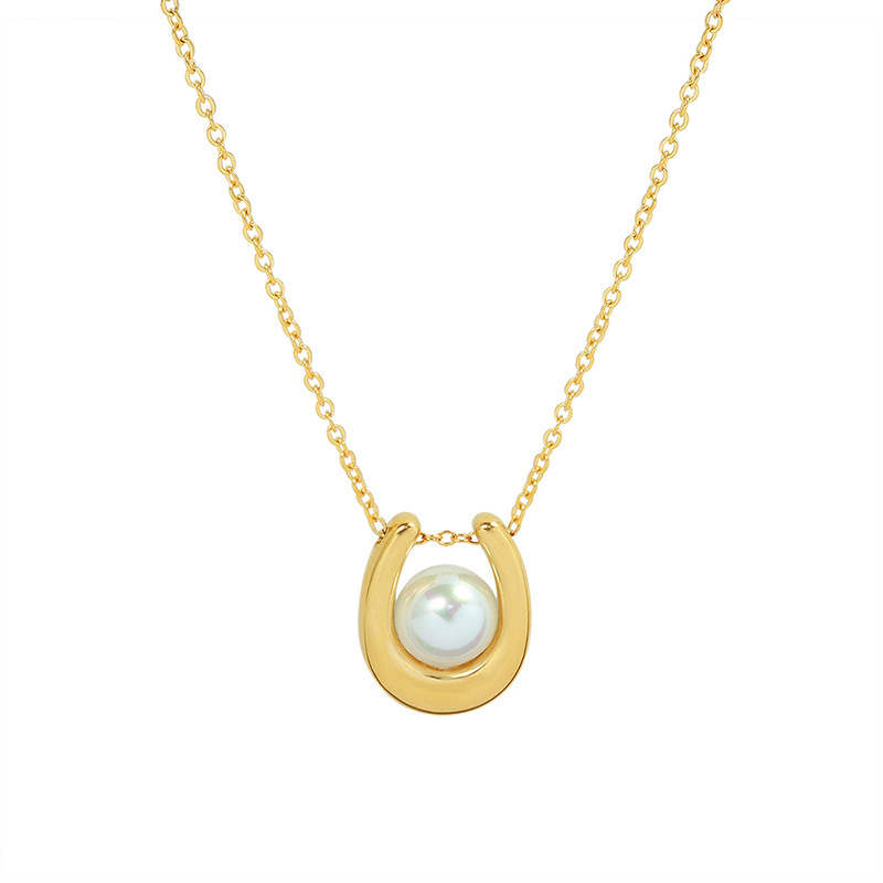 10g Weight 0.03µm-0.05µm Gold Plating Thickness PVD Coated Gold Plating Process Real Gold Plated Plating Material Wholesale Jewelry Elegant U Shape 304 Stainless Steel Plastic 18K Gold Plated Plating Stainless Steel Necklaces