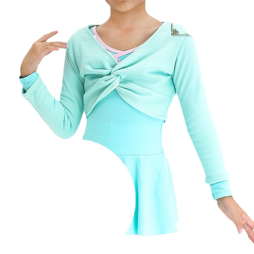 Venta al por mayor Dancing Fleece chaqueta de terciopelo compuesto de manga larga chal ropa de baile para niños ropa de práctica para Niñas Ropa exterior