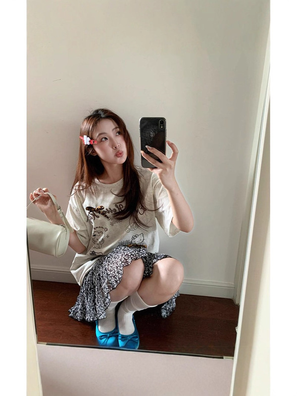 甜美黑色碎花半身裙子女夏季新款短 裙百搭短裙小个子|undefined