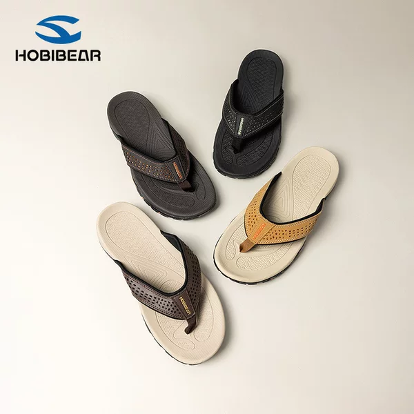 Men's Outdoor Flip-Flops with Thick Soles, Shock Absorption, Arch Support, Summer Beach Slippers, Non-Slip, Breathable, Cross-Border Wholesale