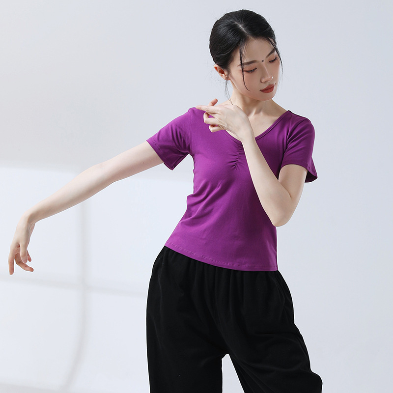 ダンスウェア 練習着 女性用 新作トップス モダンダンス 大人用 芸術試験 ヨガウェア ダンサー用 日常着 半袖|undefined