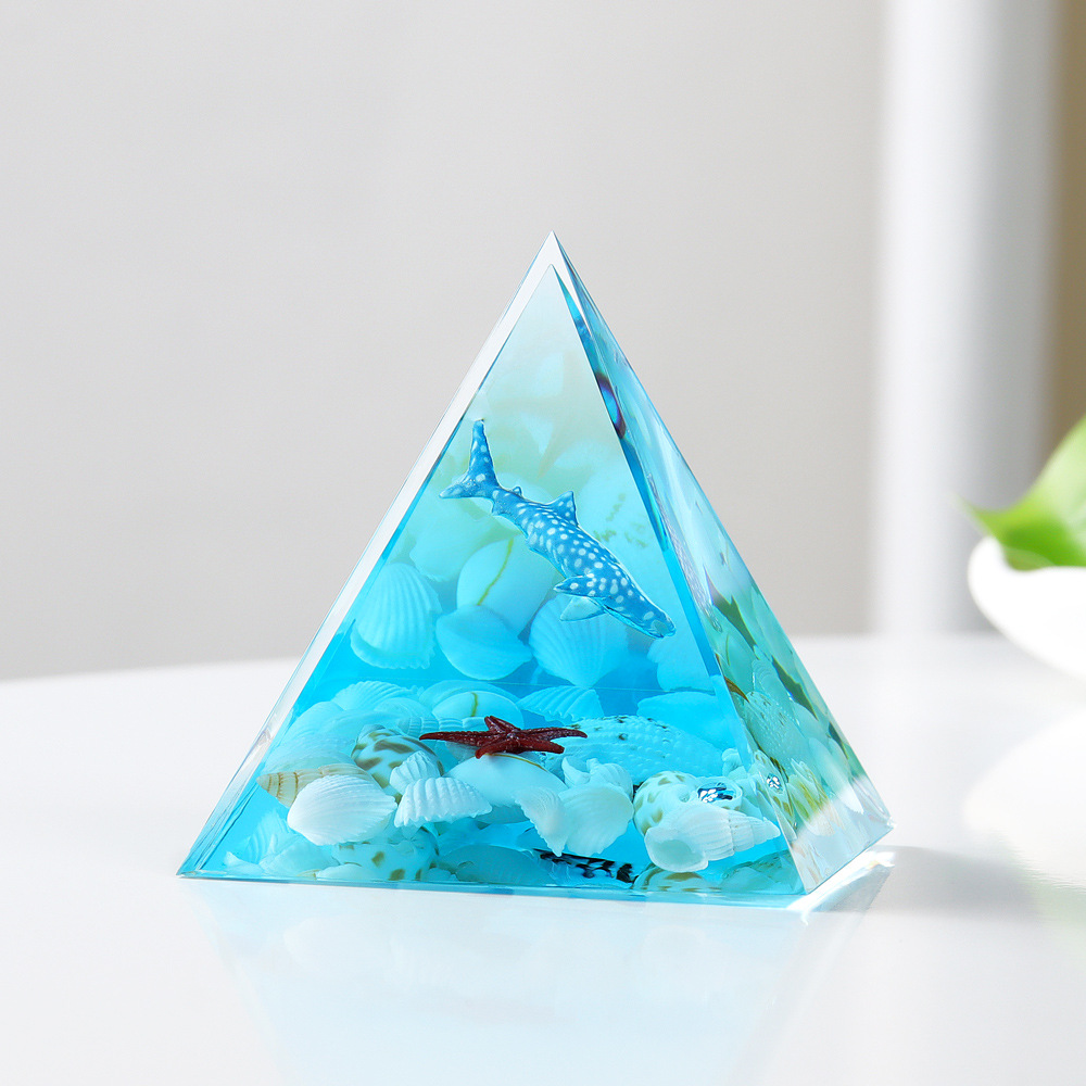 Ocean Series Micro-Landscape Pyramid Cone Resin Crafts Night Light Souvenir Gift Desktop Ornament