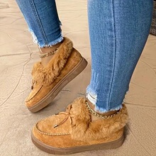 B 50013 Warm Bow Flat Sole Women Shoes �����ᱣůŮЬ �羳ר