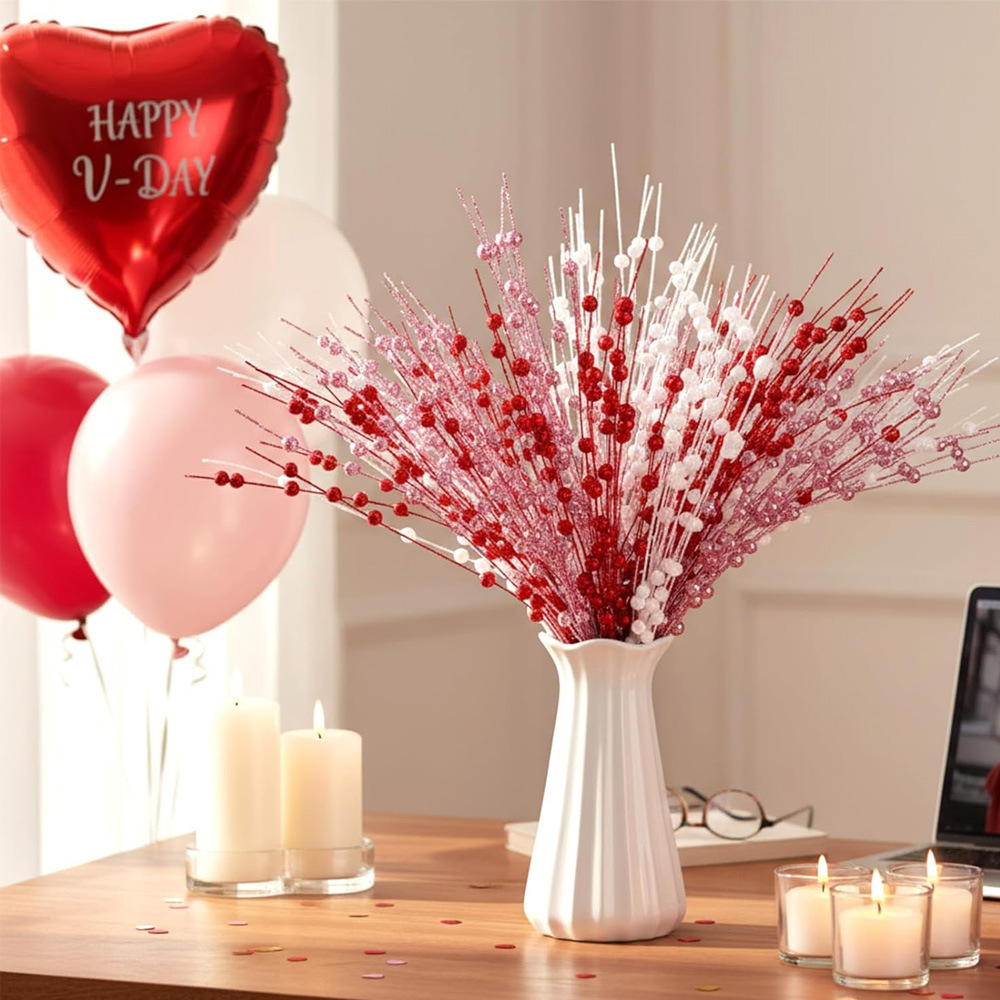 12 días de San Valentín simulación de bayas enchufe de festividad atmósfera decoración escenario de diseño de polvo de oro de amor transfronterizo