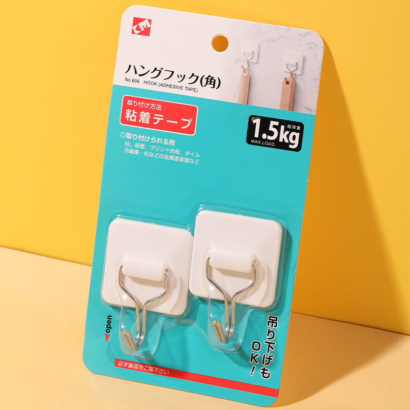 Km. Strong Adhesive Hooks for Dormitory Kitchen, No-Drill Hooks for Walls, Small Toilet, Nail-Free Adhesive Hooks