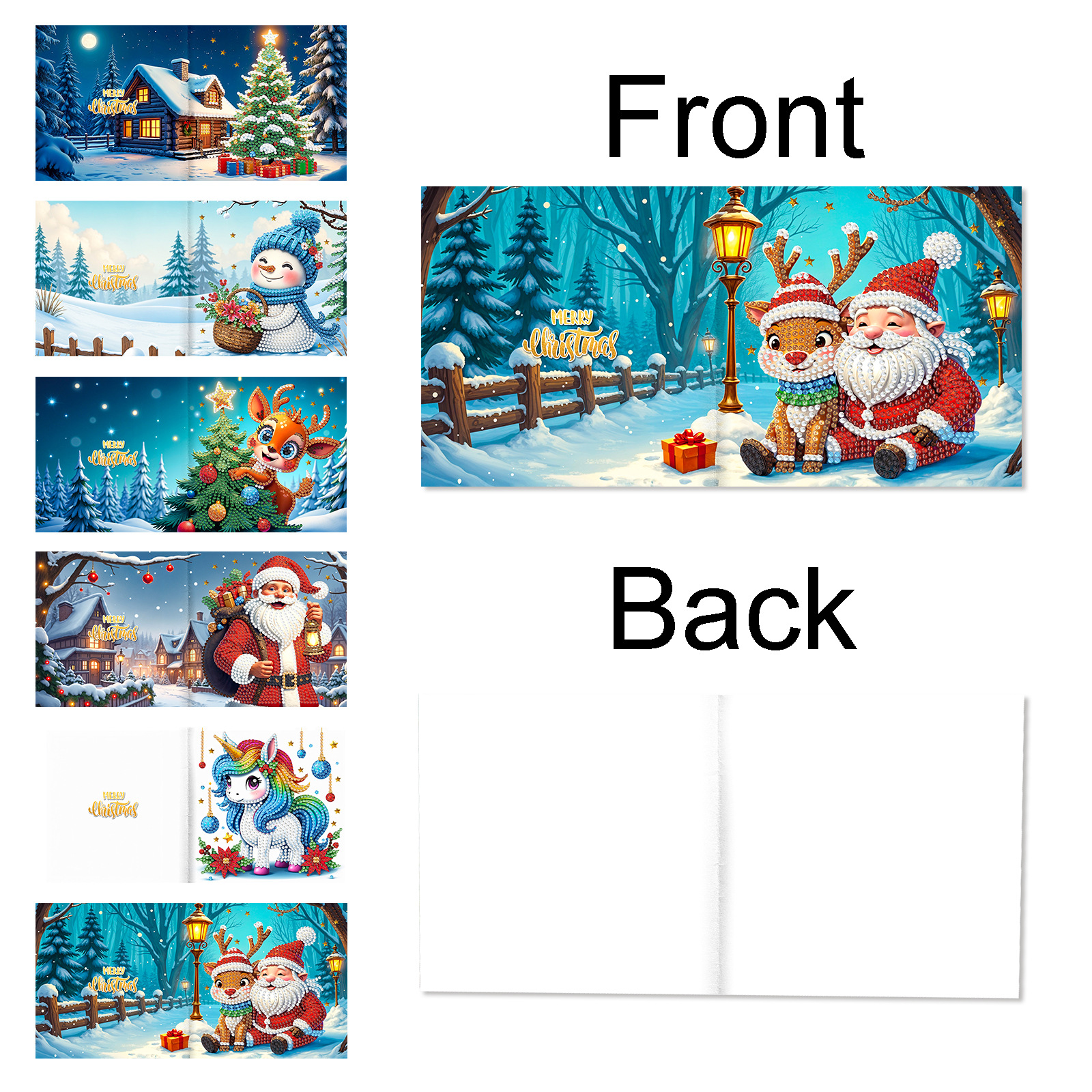 Explosiones transfronterizas de Navidad multiserie de tarjetas de felicitación puntuales hechas a mano 9 conjuntos de sobre de diamante 6 conjuntos de dibujos animados