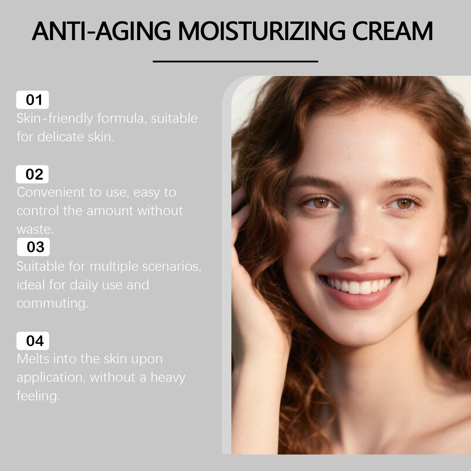 La crema facial es suave y hidratante para proteger la piel facial. La piel es cómoda, ligera y suave.