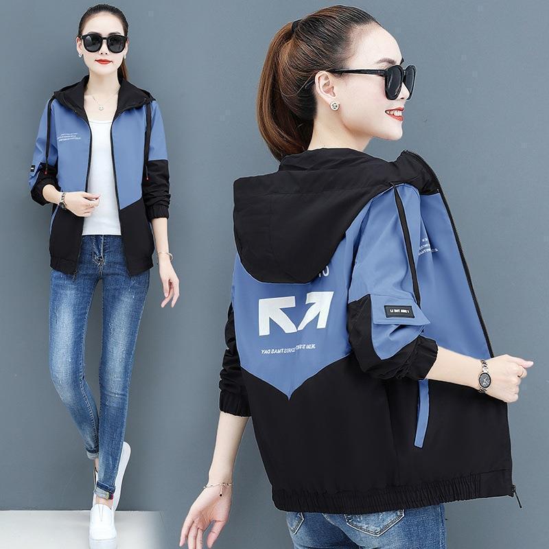 Lilly Coat Women's Short Spring and Autumn Hooded Korean Style Loose Casual Jacket Baseball Suit Top Coat