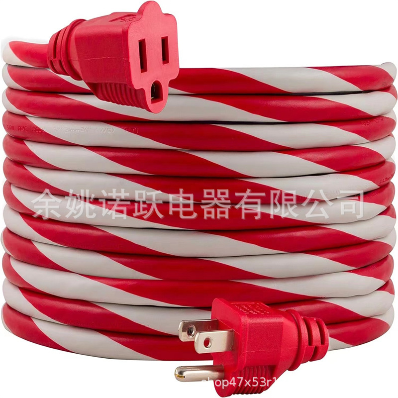 重型防风雨糖果棒延长线带多个插座插用于串灯和节日装饰电器