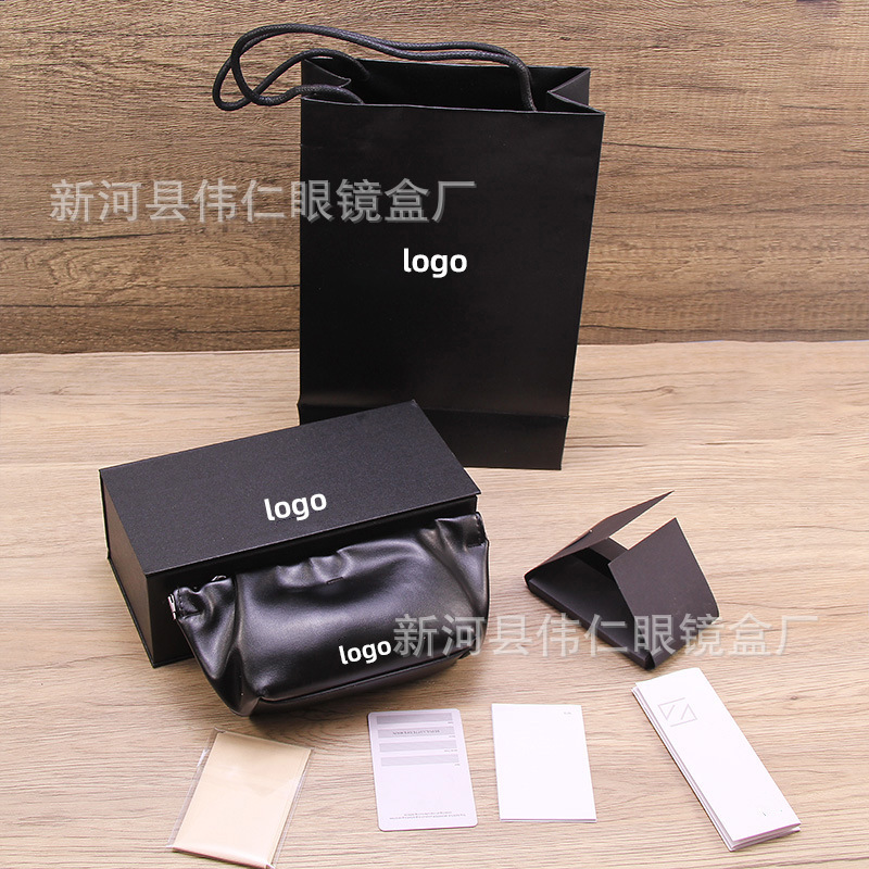 订做新款好看的眼镜盒外包装印刷  高级软包皮质墨镜盒定制LOGO|ru