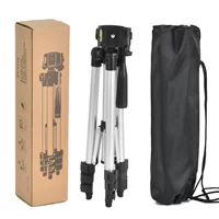 Camera tripod, telescopic aluminum, ABS head, phone clip, supports up to 2 kg