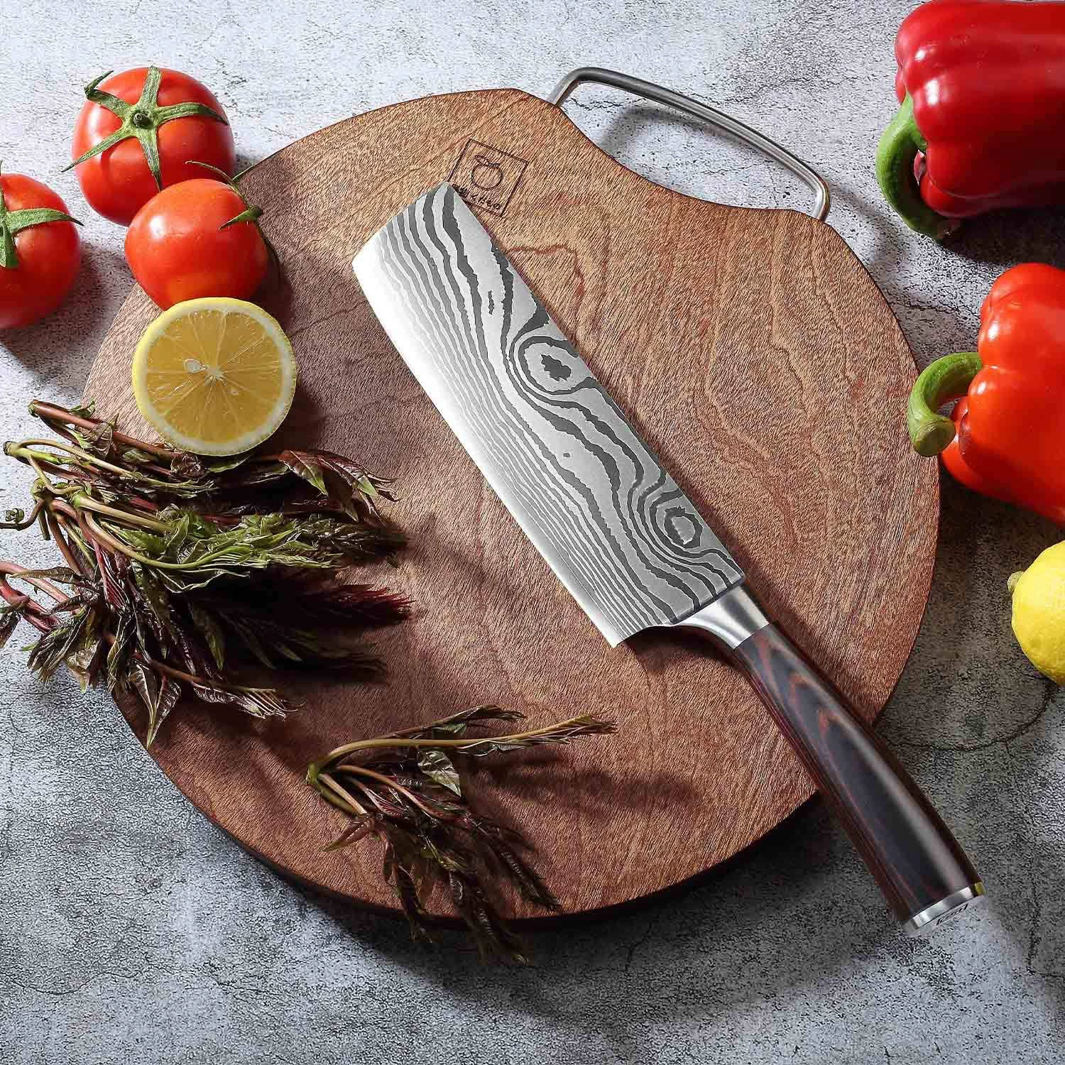 Хитовый набор кухонных ножей с дамасским узором, цветная деревянная рукоять, маленький кухонный нож, фабричная готовая поставка