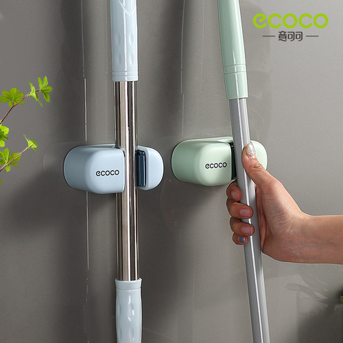 Mop hook, punch-free bathroom storage artifact, sticky hook, broom hanger, strong adhesive wall-mounted mop clip