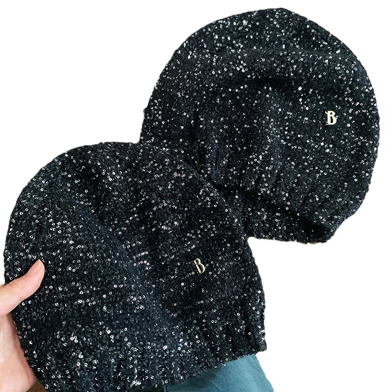 Y2K gorra fría de punto de sequilla mujer 2024 nuevo comienzo de otoño vestido con un pequeño sombrero de viento fragante para mostrar la cara de un pequeño sombrero de pila