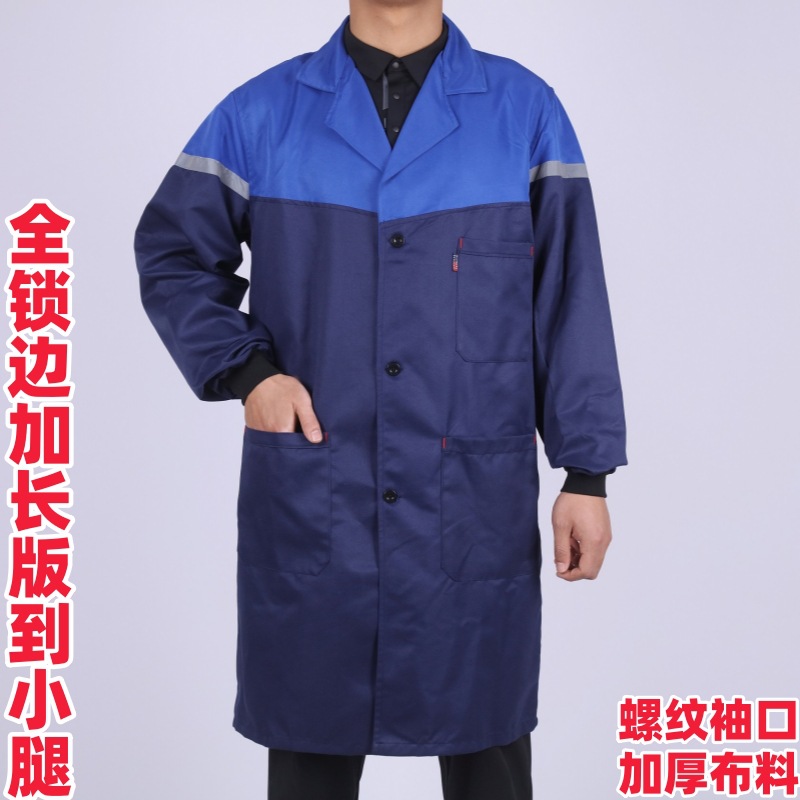 Coat Work Clothes for Men and Women, Thickeneded Dust-Proof, Dirt-Resistant and Wear-Resistant Long Custom-Made Warehouse Handling Long-Sleeved Smocks