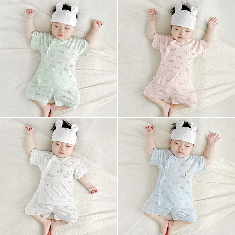 Traje de bebé verano para niños y niñas para niños pequeños, entrepierna abierta dividida de manga corta, ropa de verano para niños, ropa de bebé