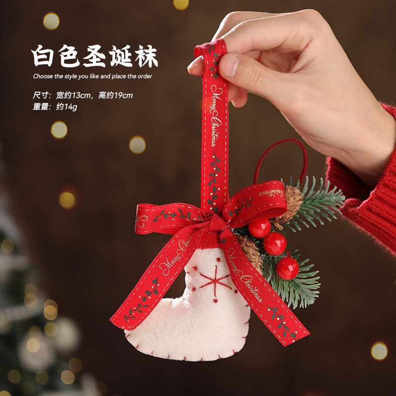 クリスマスペンダント小さなベルベルベットリボンソックスクリスマスツリーシーン装飾用品装飾小さなペンダント|undefined