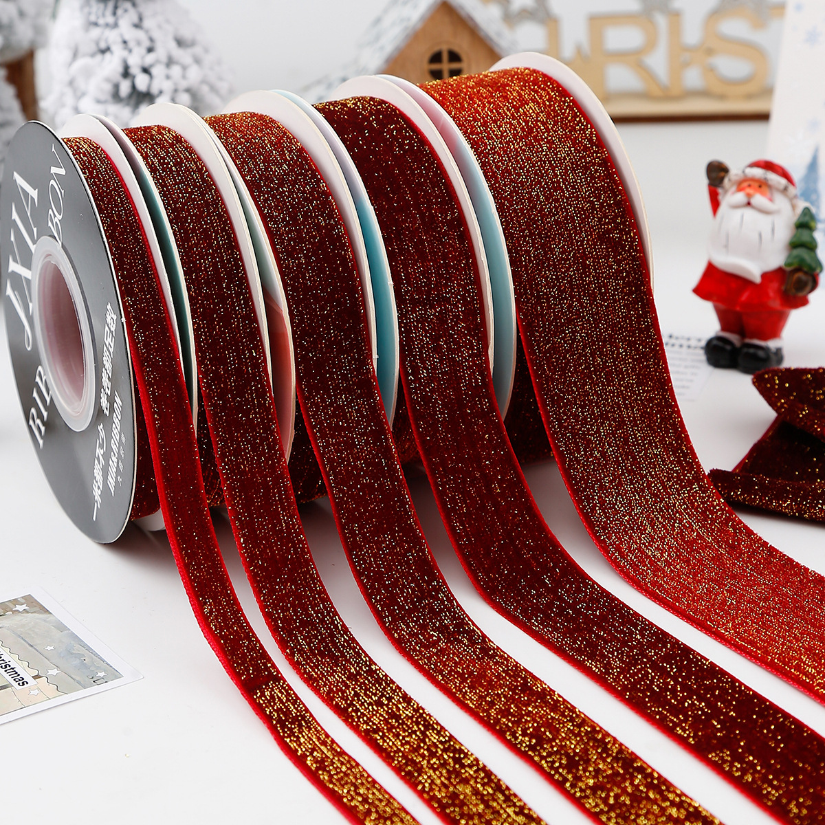 Año Nuevo vino al por mayor transfronterizo cinta de terciopelo cinta de regalo de Navidad arco DIY hecho a mano