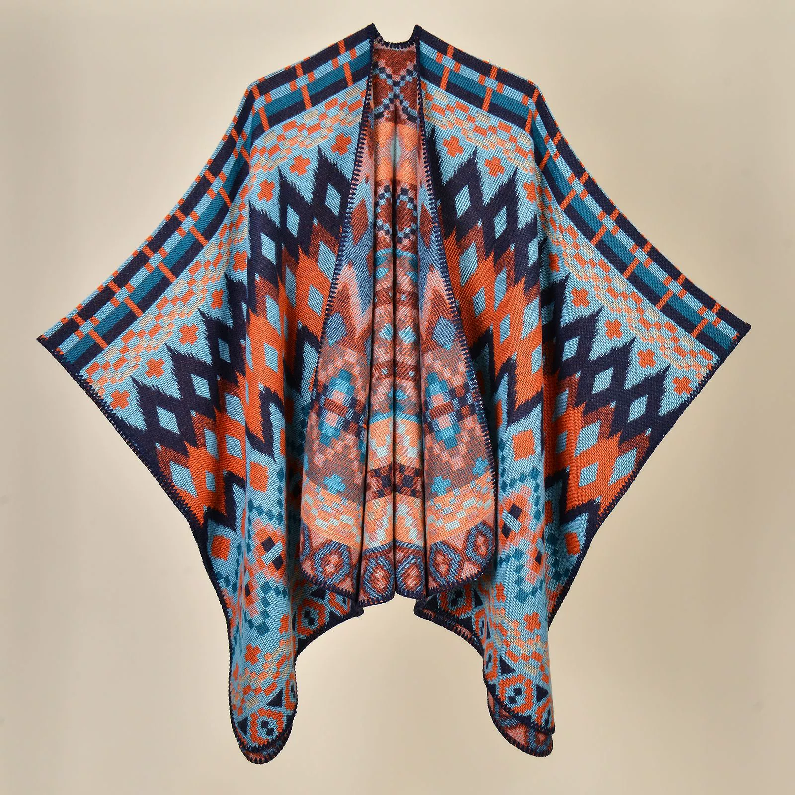 Д Demi-season cloak from Yunnan province for traveling, keep warm cardigan for camping for photo sessions, trench coat, Chinese style