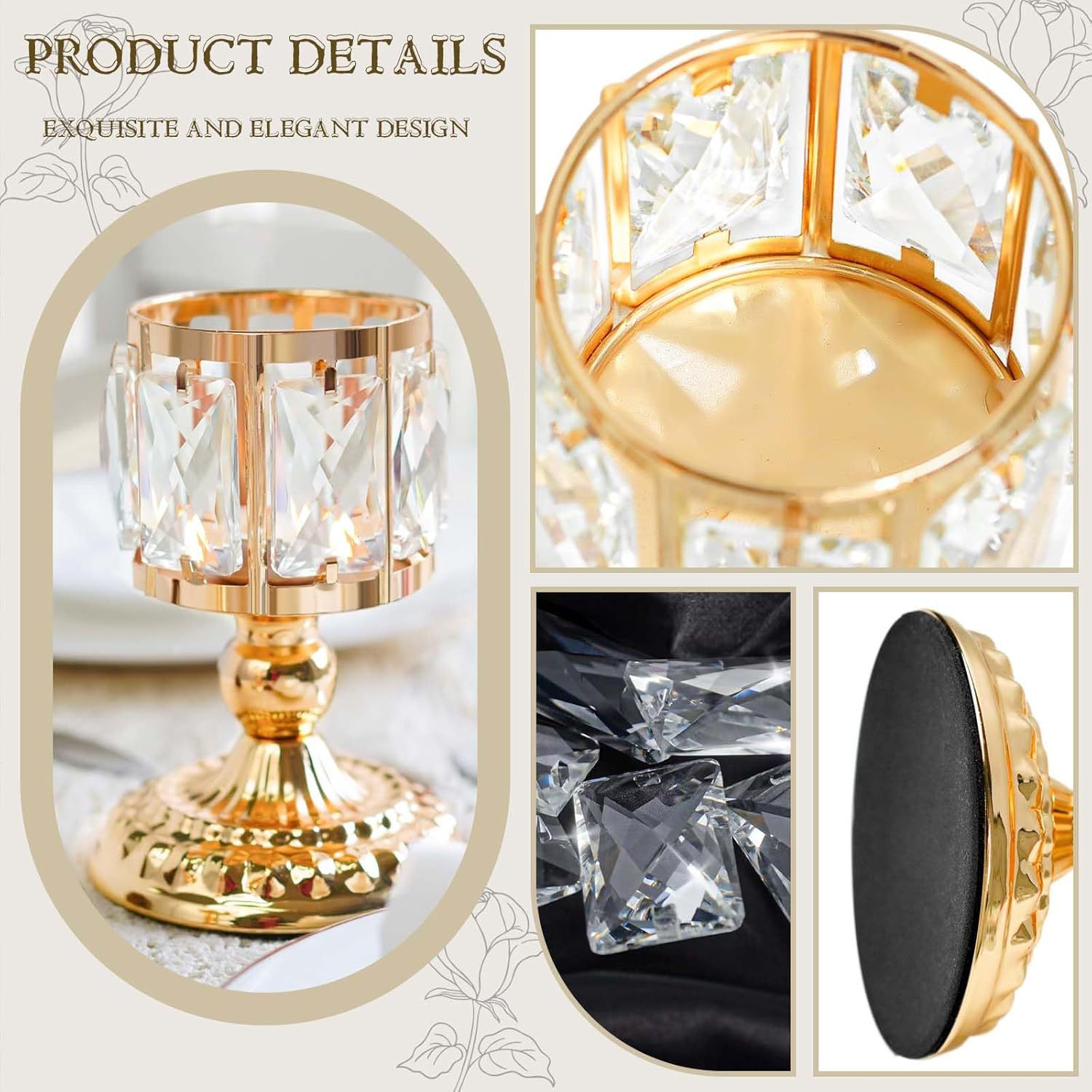 Comercio exterior transfronterizo de estilo europeo al por mayor candelabro de cristal hotel luz de vela dorada cena decoración del hogar candelabro artesanal