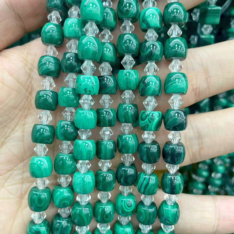 纯天然精品天然孔雀石管珠算盘珠旦形散珠半成品手工DIY手链饰品|undefined