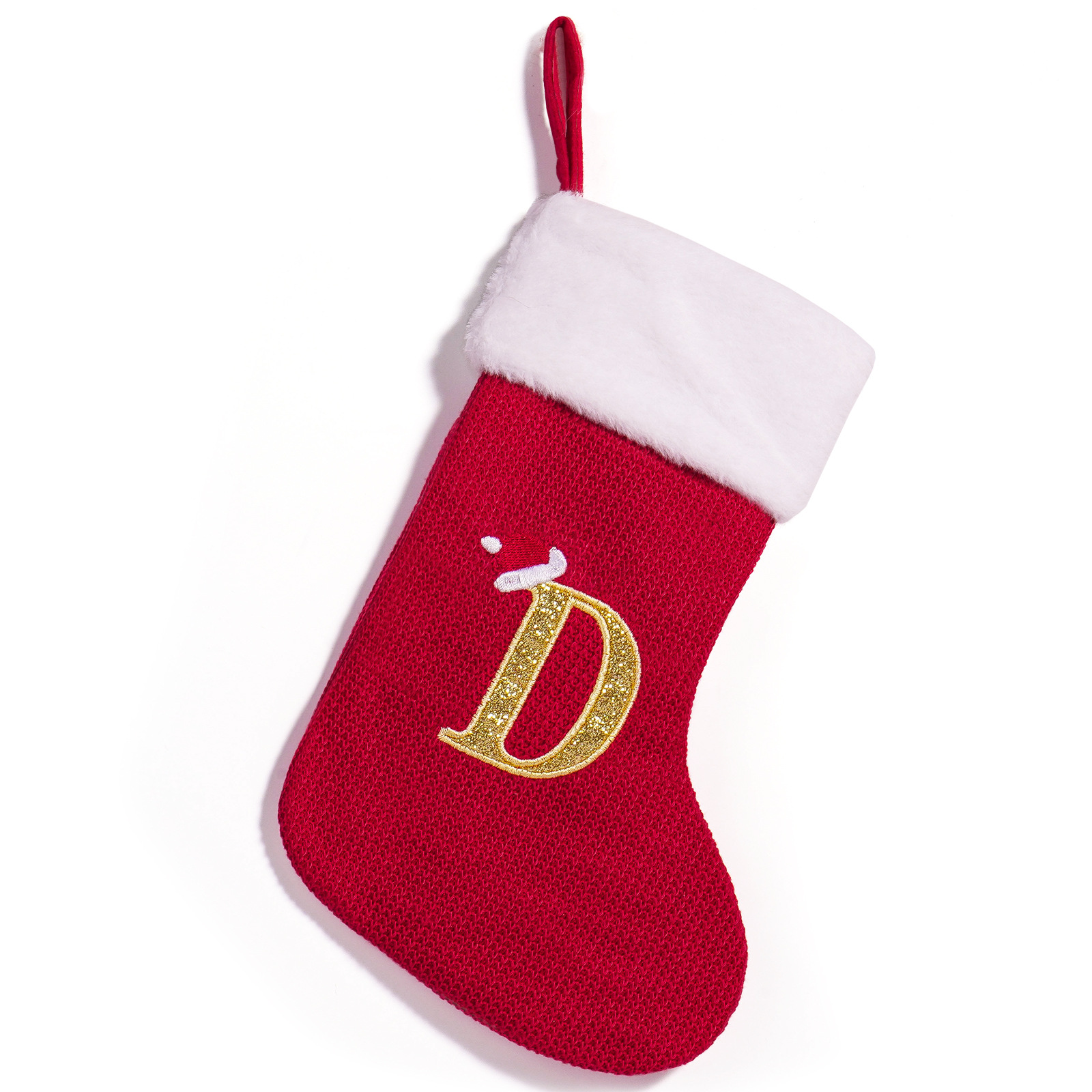 Cross-border nuevo estilo de Navidad rojo 26 letras calcetines de punto de alta calidad colgante de Navidad bordado dulces bolsas de decoración