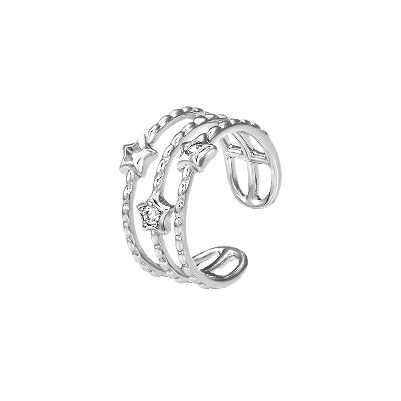 Xuking joyería blanco con incrustaciones de oro sintético cubic zirconia ancho anillo estrella anillo abierto para las mujeres