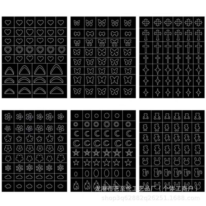Internet-Famous Hollow-Out Nail Art Stickers Spray-Painted Templates Dual-Use Nail Stickers Butterfly Pentagram Star Heart Plaid Pattern Adhesive Stickers