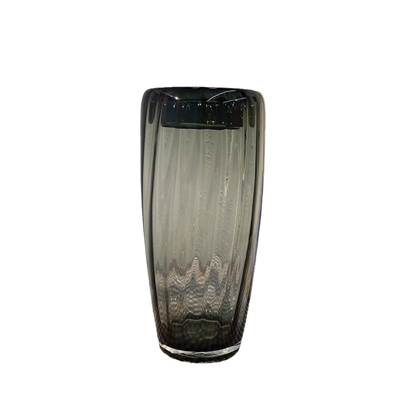 Moderno simple a rayas verticales florero de vidrio de alto aspecto sala de estar mesa de comedor arreglo floral decoración artesanía