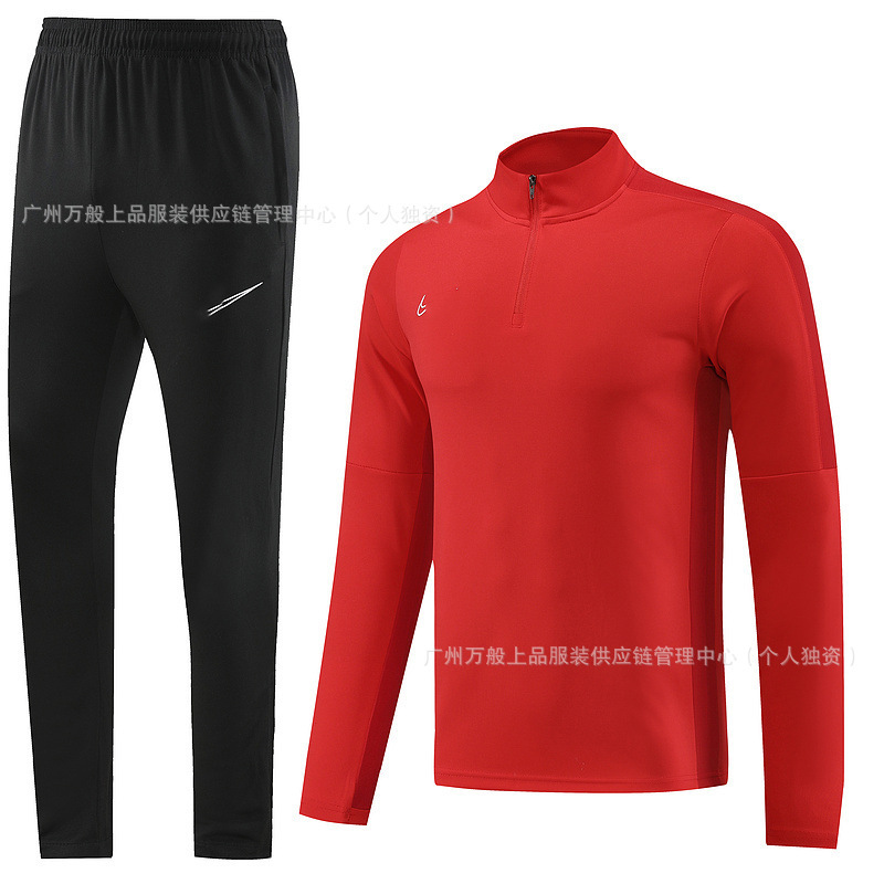 NB半拉链冬装长袖长裤套装训练俱乐部基础足球服球衣长拉logo外贸|undefined