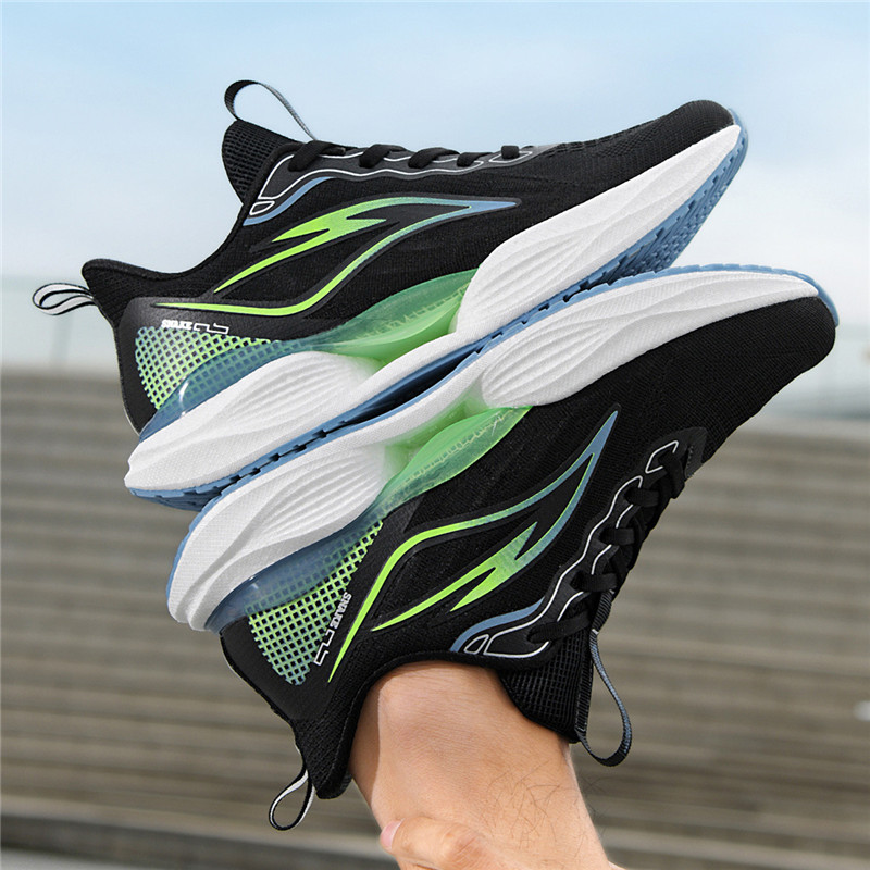 Juvenil ultra ligero ventilador amortiguador zapatos de maratón para hombres y mujeres, zapatos casuales de carbono con suela blanda