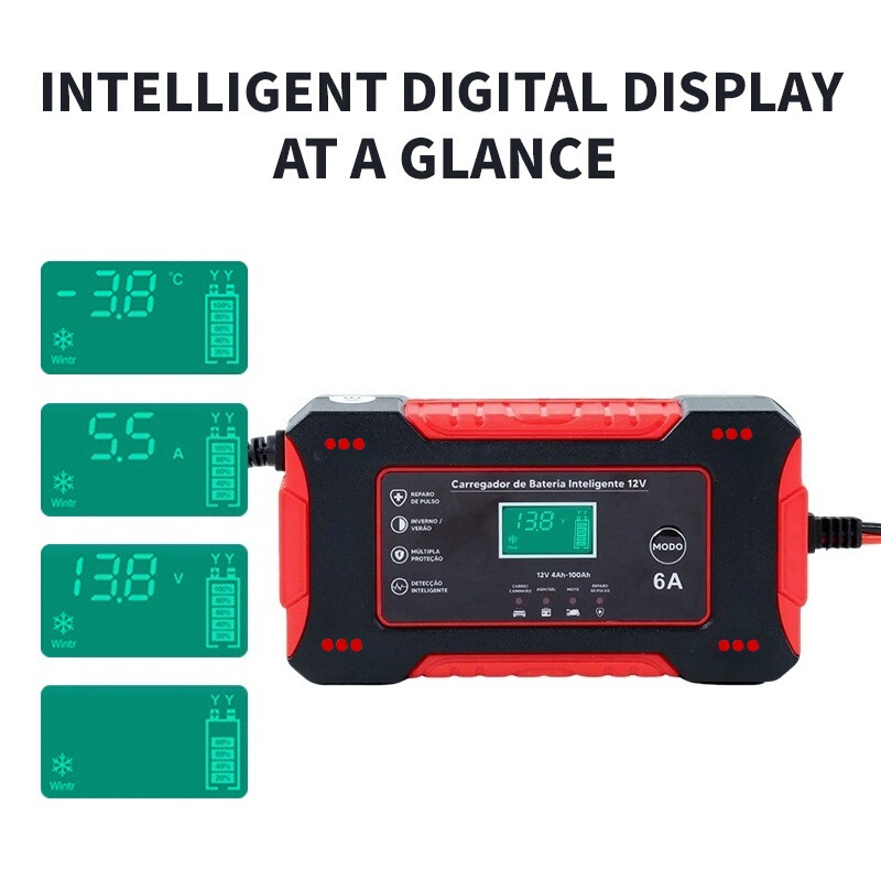12V6Aオートバイバッテリー充電器自動車バッテリー充電器12Vスマート修復バッテリー充電器|undefined