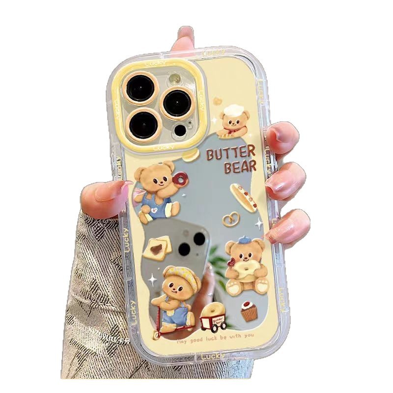 黄油小熊适用iPhone17苹果15镜面手机壳14/13ProMax/XR小米华为|undefined