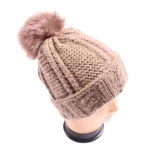 Manufacturer Customized Supply of Winter Fake Fur Ball Style Warm and Fashionable Knitted Hats Blended Thickeneded Women's Winter Hats