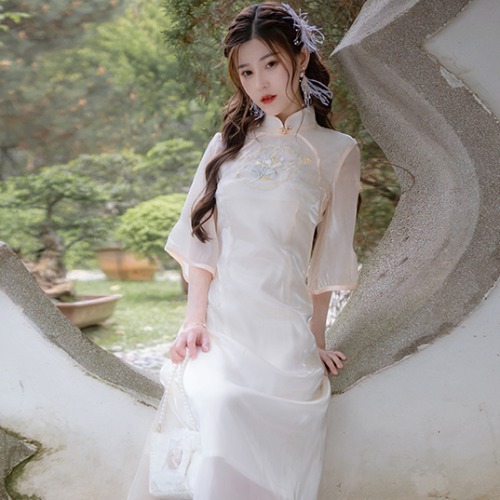 Elegant long lightweight summer dress