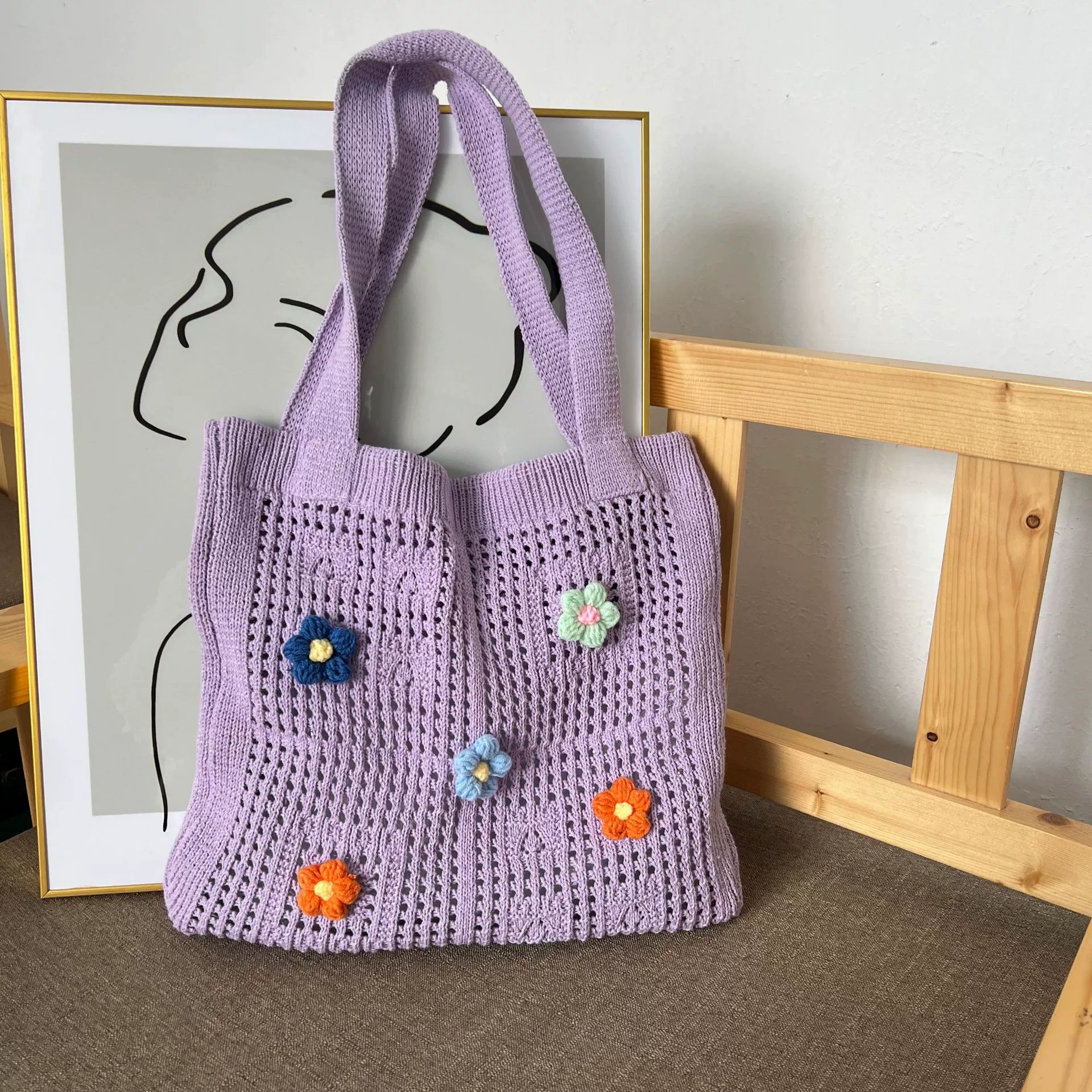 WU Flowered Small Shoulder Bag - Cute, Capacious One-Shoulder Tote