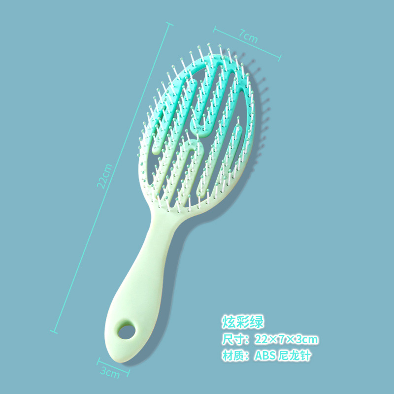 Peine de hueso hueco degradado rosa Peine de cojín de aire esponjoso con cabeza de cráneo alto Peine de masaje de airbag de cabello rizado anti-largo en el hogar para damas