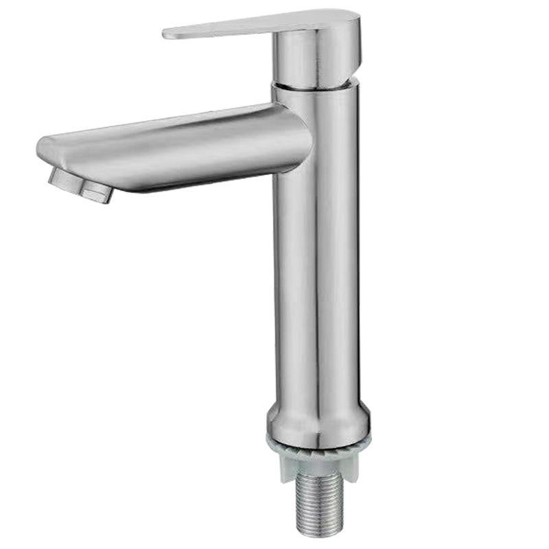 Grifo de lavabo de acero inoxidable 304, lavabo de columna de un solo orificio de agua fría, mesa de lavabo de cerámica, lavabo superior e inferior, grifo de lavabo