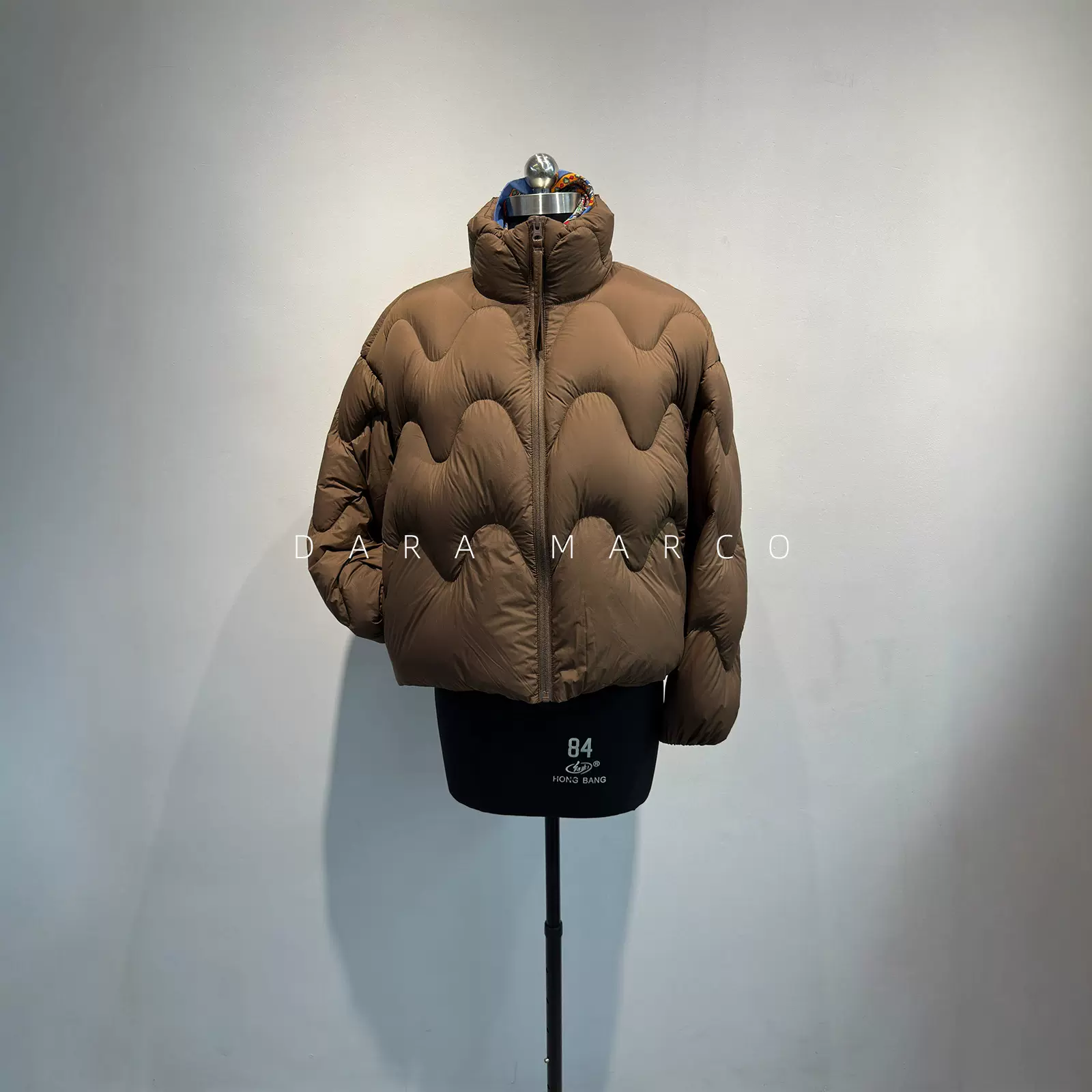 JN家泡芙J轻90白鸭绒~波浪纹立领短款羽绒服女秋冬夹克外套温暖