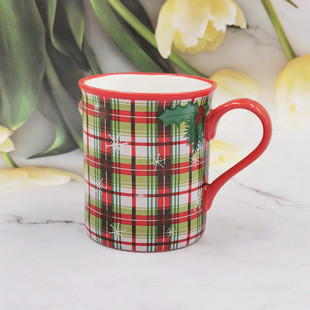 Foreign Trade European and American Red 9oz Ceramic Coffee Cup Christmas Mug Holiday Advertising Gift Cup Customization