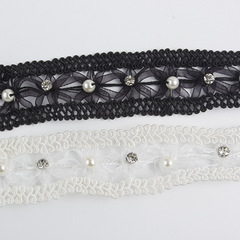 New style beaded edge, plus sign pearl embedded diamond woven ribbon DIY clothing accessories, shoes and hats, headwear accessories