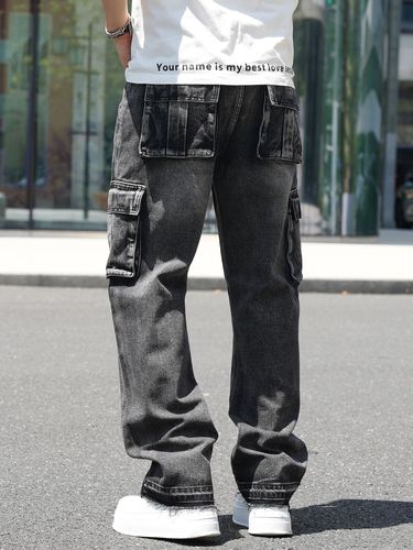 American multi-pocket European and American workwear jeans for men, wide-leg loose plus-size mirror exclusive supply