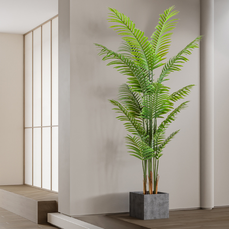 Especializado transfronterizo para simulación de girasol de cola suelta árbol de simulación grande planta de girasol de cola de fénix bonsái planta verde decoración de la sala de estar del hogar