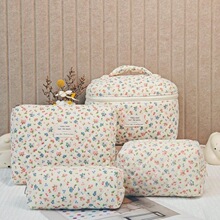 O 11460 Pink Floral Corduroy Makeup Bag ��ױ�� �羳ŷ��